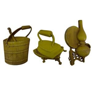 Vintage 1966 Sexton Cast Iron Green Country Farmhouse Wall Decor Set Of 3 USA